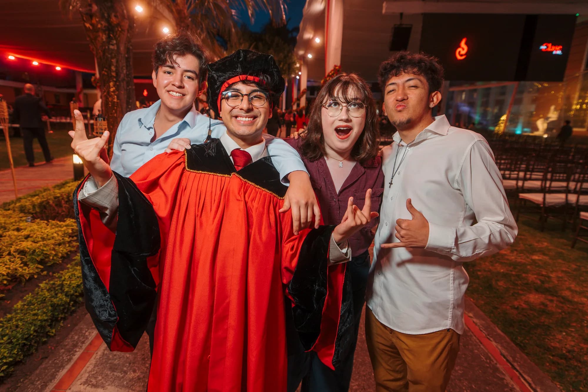 Sebastian Carrasco at a celebration with friends